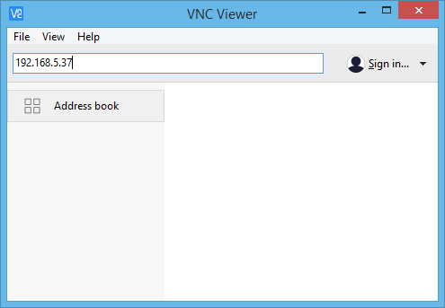 显示 IP 地址的 VNC 查看器对话框